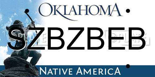 SZBZBEB Oklahoma License Plate