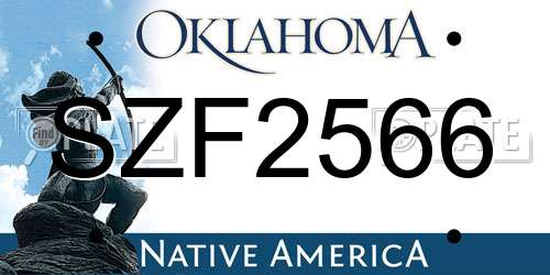 SZF2566 Oklahoma License Plate