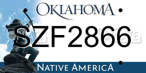SZF2866 Oklahoma License Plate