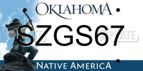 SZGS67 Oklahoma License Plate