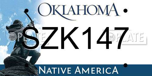 SZK147 Oklahoma License Plate