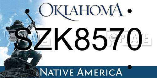 SZK8570 Oklahoma License Plate