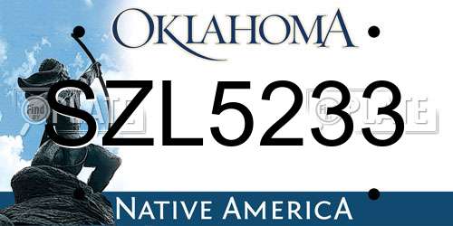 SZL5233 Oklahoma License Plate