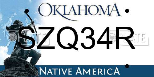 SZQ34R Oklahoma License Plate