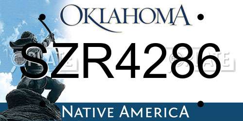 SZR4286 Oklahoma License Plate