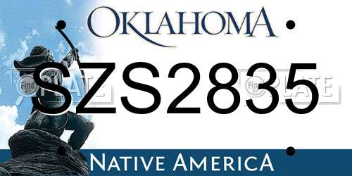 SZS2835 Oklahoma License Plate