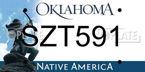 SZT591 Oklahoma License Plate