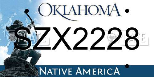 SZX2228 Oklahoma License Plate