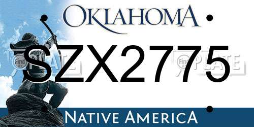 SZX2775 Oklahoma License Plate