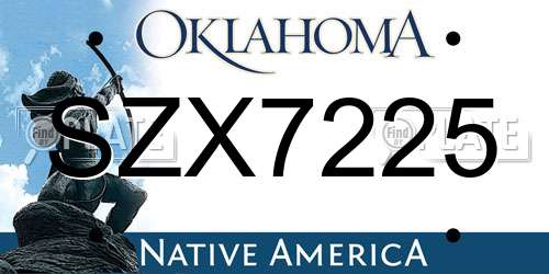 SZX7225 Oklahoma License Plate