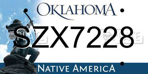 SZX7228 Oklahoma License Plate