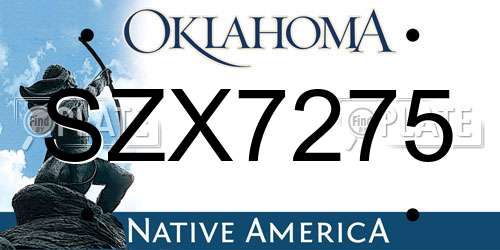 SZX7275 Oklahoma License Plate