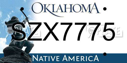 SZX7775 Oklahoma License Plate
