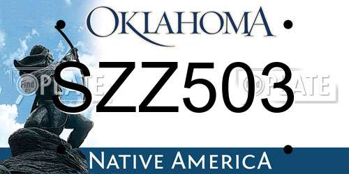 SZZ503 Oklahoma License Plate