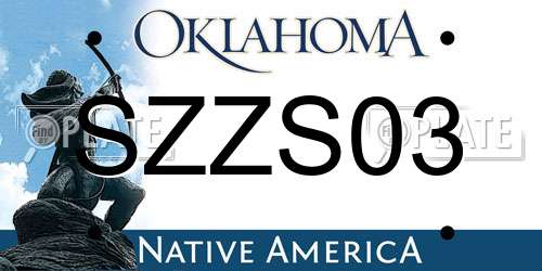 SZZS03 Oklahoma License Plate