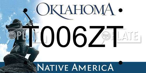 T006ZT Oklahoma License Plate