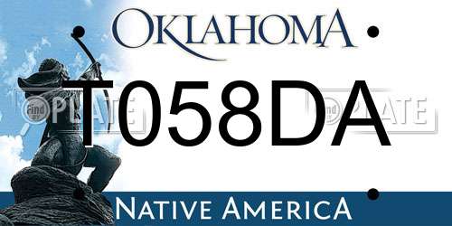 T058DA Oklahoma License Plate