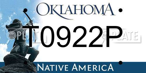 T0922P Oklahoma License Plate