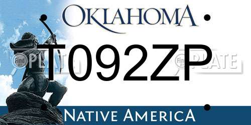 T092ZP Oklahoma License Plate