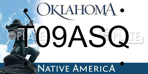 T09ASQ Oklahoma License Plate