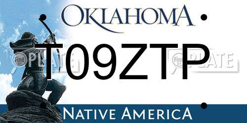T09ZTP Oklahoma License Plate