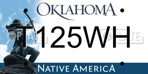 T125WH Oklahoma License Plate