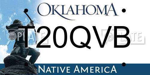 T20QVB Oklahoma License Plate