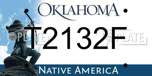 T2132F Oklahoma License Plate