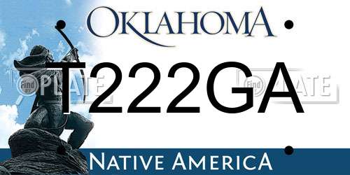 T222GA Oklahoma License Plate