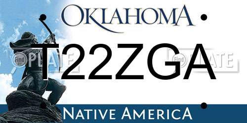 T22ZGA Oklahoma License Plate