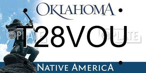 T28VOU Oklahoma License Plate
