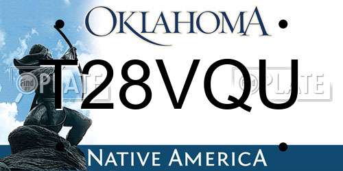 T28VQU Oklahoma License Plate