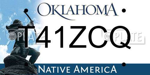 T41ZCQ Oklahoma License Plate