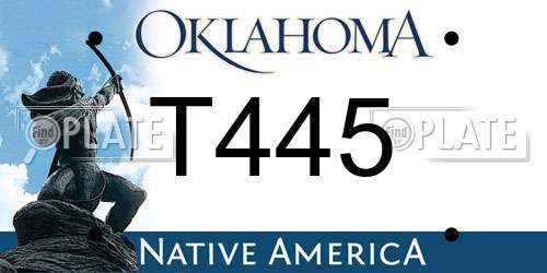 T445 Oklahoma License Plate