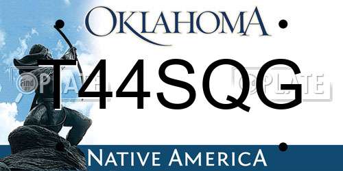 T44SQG Oklahoma License Plate