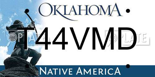 T44VMD Oklahoma License Plate