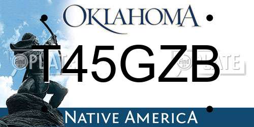 T45GZB Oklahoma License Plate