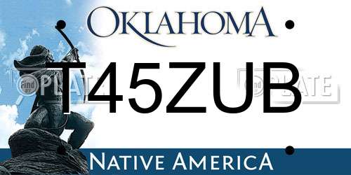 T45ZUB Oklahoma License Plate
