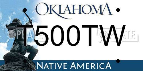 T500TW Oklahoma License Plate