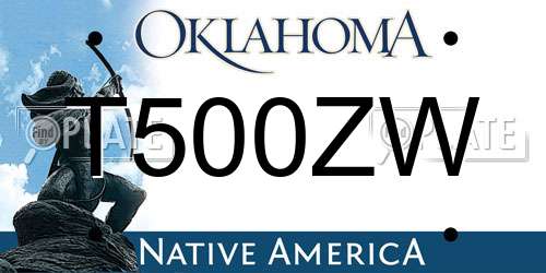 T500ZW Oklahoma License Plate