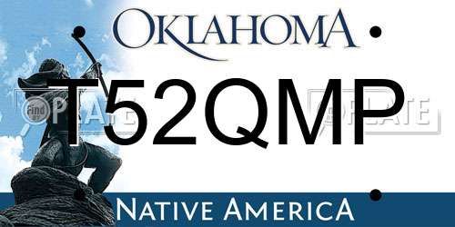 T52QMP Oklahoma License Plate