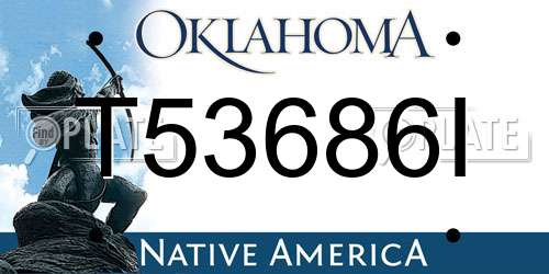 T53686I Oklahoma License Plate