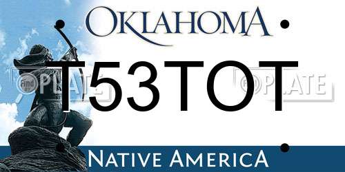 T53TOT Oklahoma License Plate