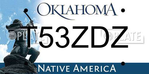 T53ZDZ Oklahoma License Plate
