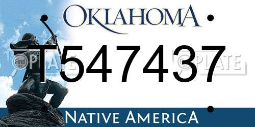 T547437 Oklahoma License Plate