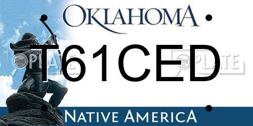 T61CED Oklahoma License Plate