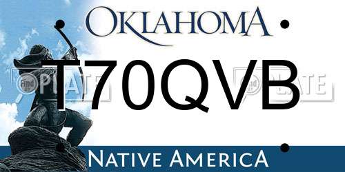 T70QVB Oklahoma License Plate