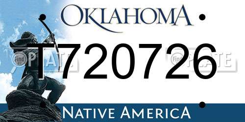 T720726 Oklahoma License Plate