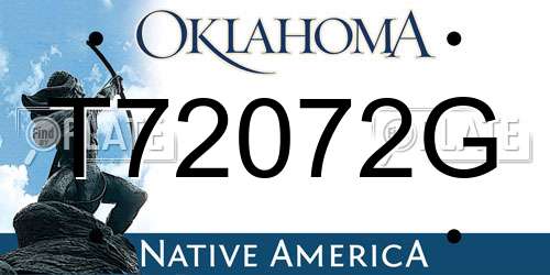 T72072G Oklahoma License Plate