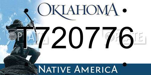 T720776 Oklahoma License Plate